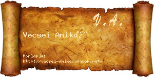 Vecsei Anikó névjegykártya
